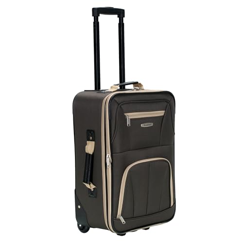 Rockland Fashion Softside Upright Luggage Set,'Expandable,Lightweight,Telescopic Handle,Wheel, Brown, 2-Piece (14/19)