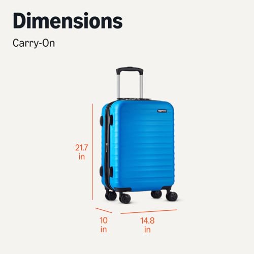 Amazon Basics 21" Hardside Carry-On Luggage with Expandable Space, Scratch-Resistant Surface, Telescoping Handle, Four Multi-directional Wheels, Light Blue