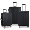 Elite Luggage Expandable Hardside Spinner Luggage,TSA Lock, Black, 3-Piece