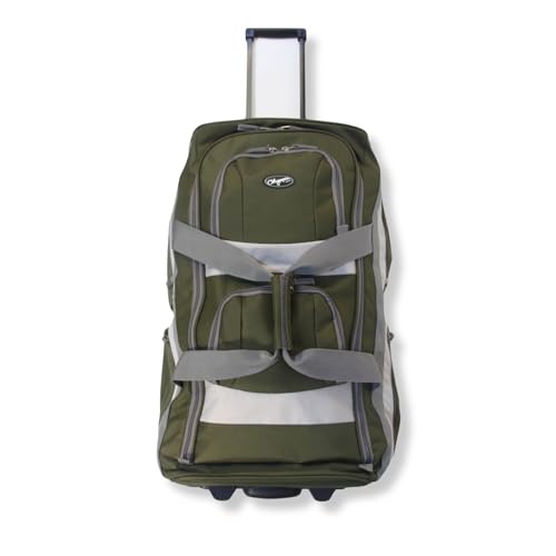 Olympia U.S.A. 33 inch Jumbo Size 8 Pockets Wheeled Rolling Duffel Bag Water Resistant Luggage Lightweight Travel Suitcase with Retractable Handle