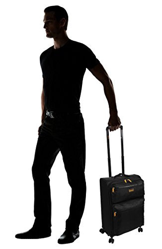 Lucas Ultra Lightweight Carry On - Softside 22.8-inch Expandable Luggage - Small Rolling Bag Fits Most Airline Compartments - Durable 8-Spinner Wheels Suitcase (Black)