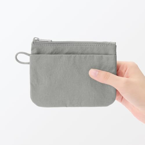 MUJI Wrinkled Nylon Small Flat Pouch Gray For Travel