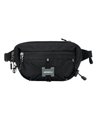 WATERFLY Lightweight Small Fanny Pack: 1.5L Mini Slim Crossbody Waist Belt Hip Bag with RFID Blocking, Anti-Theft & Water Resistant Pouch for Women Men Travel Hiking Running Walking EDC