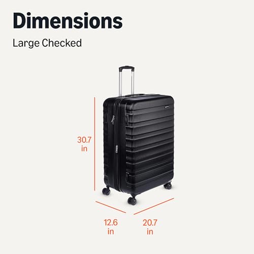 Amazon Basics 30" Hardside Large Checked Luggage, Hardshell Suitcase With Four Multi-directional Wheels, Expandable For Up to 15% More Space, Scratch-Resistant Shell, Black
