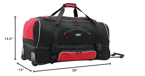 Travelers Club Adventure Travel Rolling Duffel Bag, Red, 36-Inch