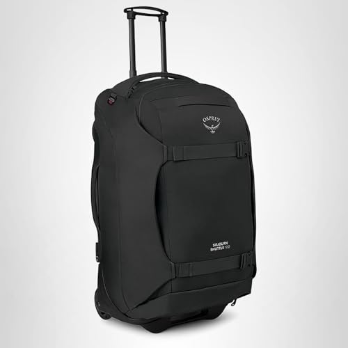 Osprey Sojourn Shuttle 30"/100L Wheeled Duffel Luggage – Rugged, High-Capacity Travel Bag with Oversized Wheels and Reinforced Frame – Built for Long-Haul Travel and Gear Protection, Black