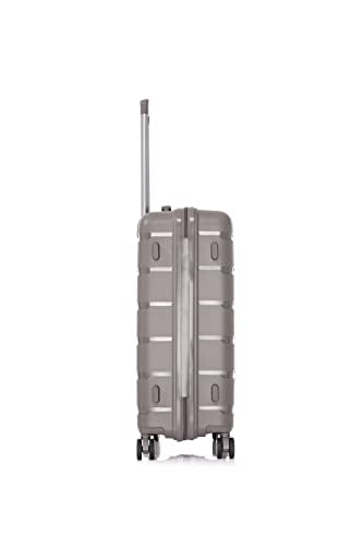 Rockland Pasadena Hardside Luggage with Spinner Wheels, Silver, 19", 23", 27"