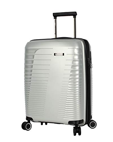 Pathfinder Nova 20 Inch Carry On Luggage Collection - Expandable Scratch Resistant (ABS + PC) Hardside Suitcase - Designer Lightweight Bag with 8-Rolling Spinner Wheels (Silver)