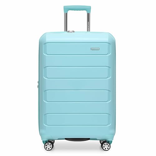 Traveler's Choice Pagosa Hardshell Expandable Luggage with Spinner Wheels, Baby Blue, 26-Inch Medium