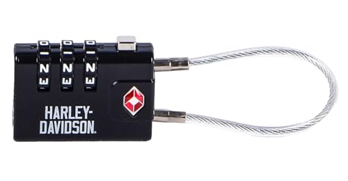 Harley-Davidson TS-Approved Combination Luggage Lock, Rugged Zinc Alloy - Black