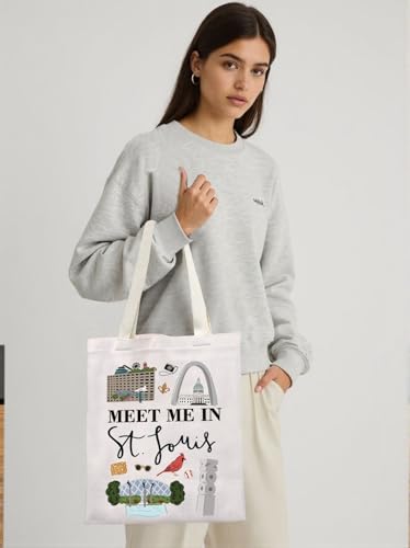 KUIYAI Saint Louis Tote Bag Saint Louis Trip Lover Canvas Bag City Vacation Gift Getaway Gift Meet Me In St Louis For Traveler (StLouis ToteS)