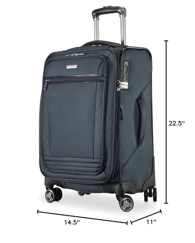 Ricardo Beverly Hills Avalon Softside Carry-On Luggage Made with Sustainable 100% Recycled PET (rPET), Lightweight, Eco-Friendly Travel, Expandable, Dual Spinner Wheels, Storm Blue, 20-inch
