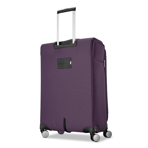Samsonite Soft-Sided 25-Inch Lightweight Medium Checked Expandable Element Suitcase: Durable, 360° Spinner Wheels, Adjustable Telescopic Handle, 2 Front & 1 Side Pocket- Purple