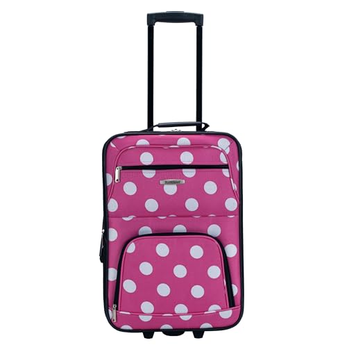 Rockland Fashion Softside 2 Piece Luggage Set, Expandable, (14" Tote/19" Upright), Pink Dot
