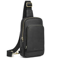 S-ZONE Sling Bag for Men Women RFID Blocking Top Grain Leather Crossbody Shoulder Bag Chest Hiking Daypack Travel