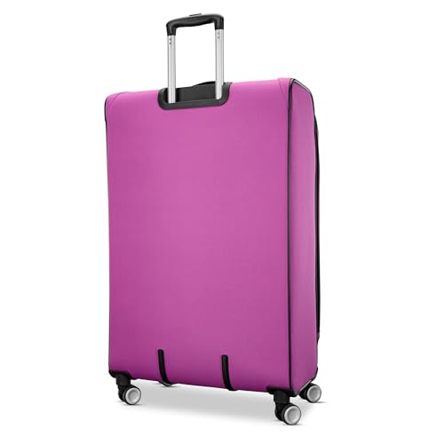 American Tourister 4 KIX 3.0 Checked-Large Softside Expandable Luggage with 4 Spinner Wheels, Hyper Violet