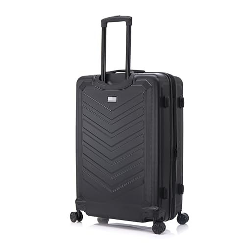 US ARMY Fox Pro 3 Pcs Set Expandable Suitcase with TSA Lock | 20, 24, 28 inch Lightweight Hardshell Luggage with Spinner Wheels, Chevron Icon, Gel Handle, Retractable Trolley, Side Studs | Black