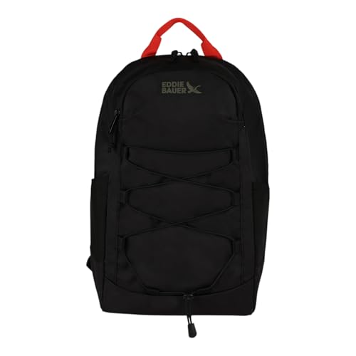 Eddie Bauer Varsity Backpack 22L | Everyday Carry | Work | Travel | Commuter | Padded Laptop Sleeve | Stretch Bottle Pockets | Bungee | Lightweight | Durable - Black