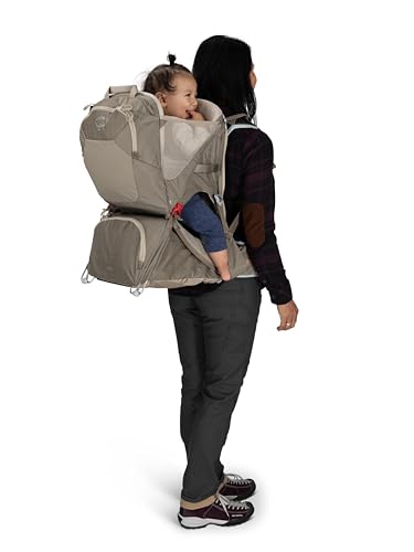 Osprey Poco LT Lightweight Child Carrier Backpack - Compact, Travel-Ready with Sunshade and Adjustable Fit - Lightweight, Comfortable Hiking for Toddlers, Tan Concrete