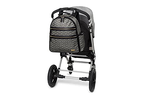 Skip Hop Greenwich Easy Access Diaper Bag Backpack with Changing Pad and Stroller Straps, Deco Saffiano