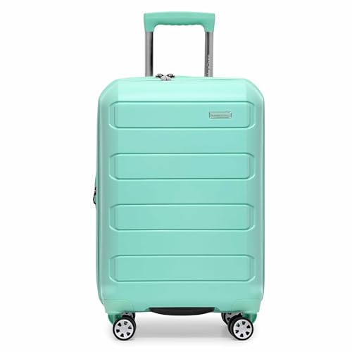 Traveler's Choice Pagosa Hardshell Expandable Luggage with Spinner Wheels, Mint, 22-Inch Carry-on