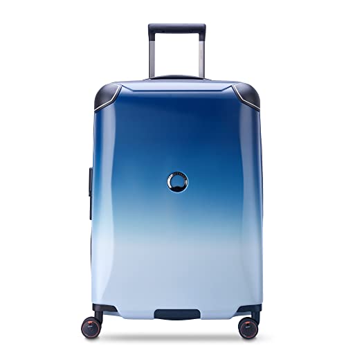 DELSEY PARIS Cactus Hardside Luggage with Spinner Wheels, White/Blue, Checked-Medium 24 Inch