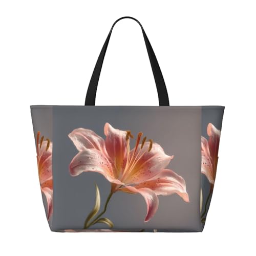 HLSBSSL This Blooming lilies printed beach travel bag can be used for shopping, exercising, or working