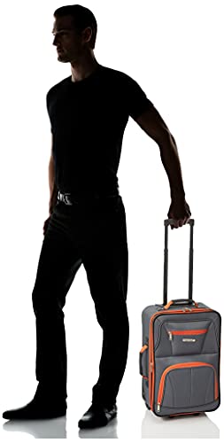 Rockland Fashion Softside 2 Piece Luggage Set, Expandable, (14" Tote/19" Upright), Charcoal