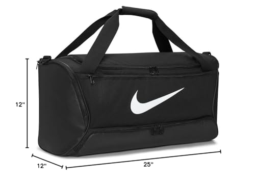 Nike Unisex Brasilia 9.5 Training Duffel Bag (Medium, 60L), Black/Black/White, MISC