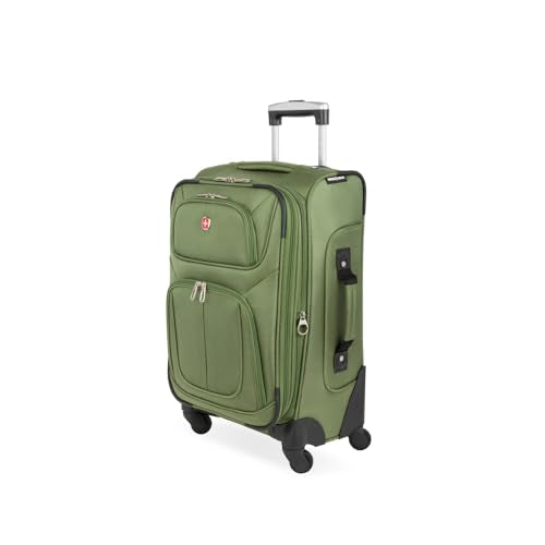 SWISSGEAR Sion Softside Expandable Spinner Luggage Durable Lightweight Travel Suitcase, Evergreen, Carry-On