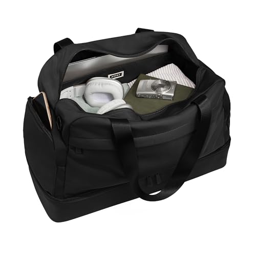 Away Featherlight Weekender Bag, 44L Carry On Travel Duffel with Laptop Sleeve and Shoe Compartment, Jet Black