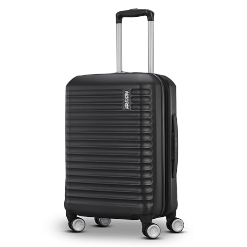 American Tourister Stratum 3.0 Carry-On Spinner, Airline Approved, Durable Hardside Luggage, Expands 1.5", RightHeight™ Adjustable Handle, Black