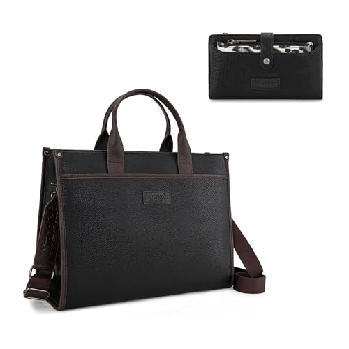 Montana West X Wrangler Black Laptop Bag and Leopard Print Wallet Set for Women