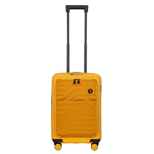 Bric's B|Y Ulisse Carry-On Luggage with Spinner Wheels – Airline Approved Hard Shell Suitcase, TSA Combination Lock & USB Port - Removeable Wash Bag Included - 21 Inch with Front Pocket, Mango