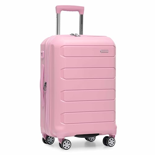 Traveler's Choice Pagosa Hardshell Expandable Luggage with Spinner Wheels, Pink, 22-Inch Carry-on