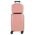 AGVOTK 20" Carry On Luaggage set, 2 Piece Spinner Suitcase Set with USB & Cupholder, Airline Compatible (Rose Pink)