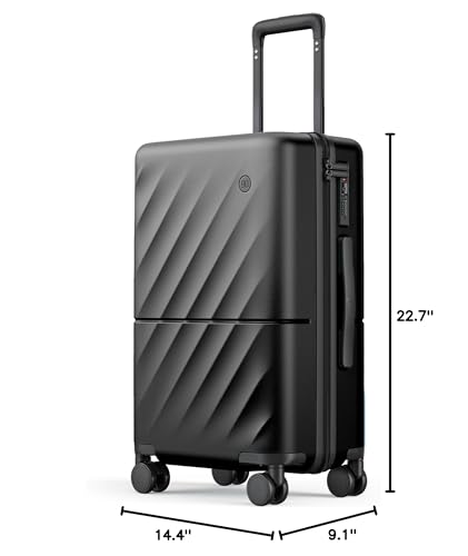 NINETYGO Carry On Suitcase, 20 Inch Carry-On Luggage with Double Spinner Wheels, Anti-Burst Zipper, Hard Case PC Suitcase Carry On, Lightweight Travel Luggage, TSA Approved (Onyx Black, Hudson)