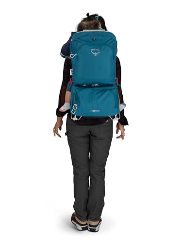 Osprey Poco SLT Lightweight Child Carrier Backpack – Slimmed-Down Hiking Carrier for Toddlers with Safety Harness, Sunshade, and Ventilated Backpanel – Lightweight Travel-Friendly Option, Deep Peyto