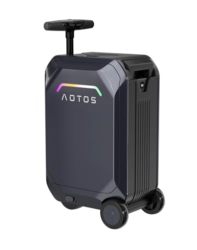 AOTOS Smart Rideable luggage-Roller carry-on luggage 22x14x9-TSA, Airline-Approved 22 inch Hardshell,Zipperless Travel Suitcase with Rolling WheelsApp Control -Cabin Suitcase for Airport Travel(Grey)