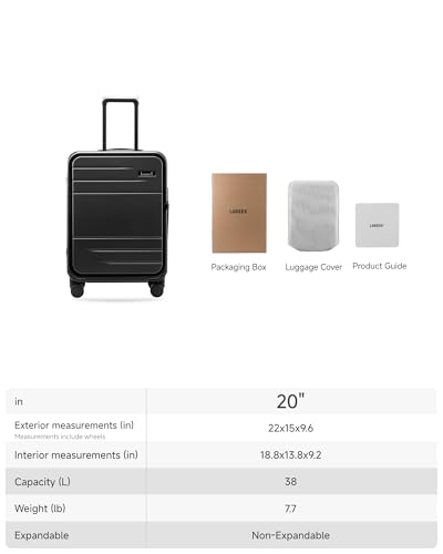LUGGEX Carry On Luggage Top Opening, FLA Aluminum Frame Trunk Style Luggage, Polycarbonate Hard Shell Suitcase (FX-Enhance, Charcoal Metallic, 20 Inch, 38L)