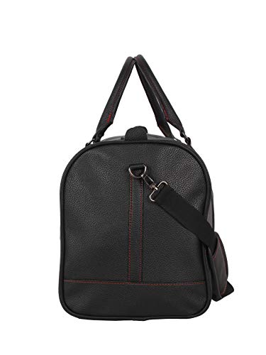 Pathfinder 20'' Leather Messenger Laptop Briefcase Shoulder Satchel Bag (20in, Black/Red)