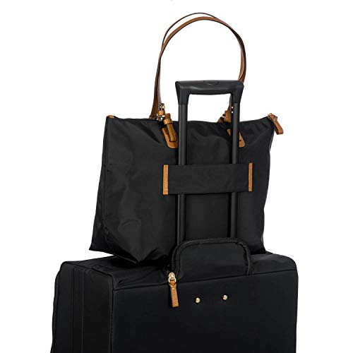 Bric's X-Collection Sportina Large 3-in-1 Tote Bag - Water-Resistant Recycled Nylon Travel Carry-On Bag with Adjustable Strap and Luggage Pass-Through - Detachable Pouch Included - Black