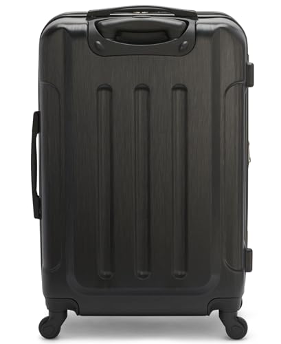 Calvin Klein Women's Hard Side Upright Luggage Spinner Light Weight Suitcase, Black, Medium