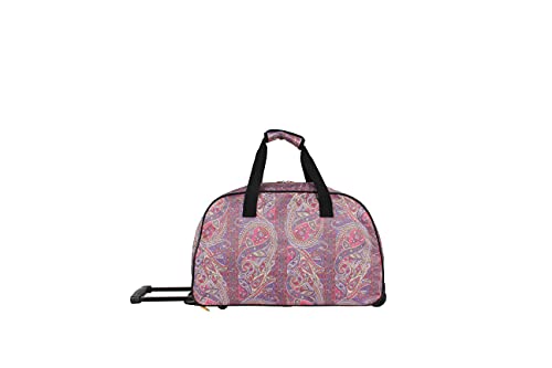 Lucas Designer Carry On Luggage Collection - Lightweight Pattern 22 Inch Duffel Bag- Weekender Overnight Business Travel Suitcase with 2- Rolling Spinner Wheels (SEA FORM) (PAISLEY)