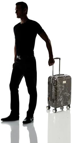 BEBE Reyna 21" Hardside Carry-on Spinner Carry-On Luggage, Black Marble