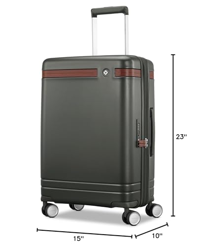 Virtuosa Hardside 21 Inch Carry On Luggage - Airline Approved with 360° Spinner Wheels, RightHeight™ Adjustable Handle - Zippered WetPak™ - TSA Lock - Expandable Light Polycarbonate Shell - Pine Green