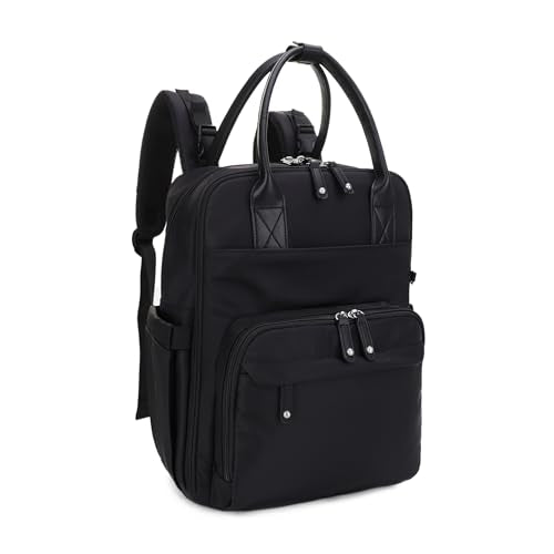 JESSIE & JAMES BeBe CCW Diaper Bag Nylon Backpack Multi Function Backpack with Changing Pad & Stroller Straps_Black/Black