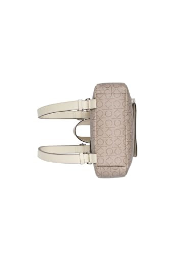 Calvin Klein Reyna Signature Key Item Flap Backpack, Almond/Taupe/White, One Size