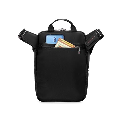Briggs & Riley Crossbody Bag for Women & Men - Sling Bag for Travel, Tablet Holder Sleeve & Adjustable Strap, Durable Nylon, Self-Repairing Zippers, RFID Shielding - HTA Collection, Black