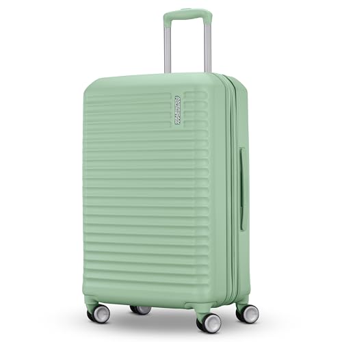 American Tourister Stratum 3.0 Medium 24-Inch Spinner, Airline Approved, Durable Hardside Luggage, Expands 1.5", RightHeight™ Adjustable Handle, Surrel Green